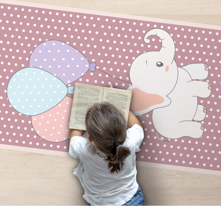 Elefant ballon leg vinyl gulvtæppe til babyværelse - TenStickers