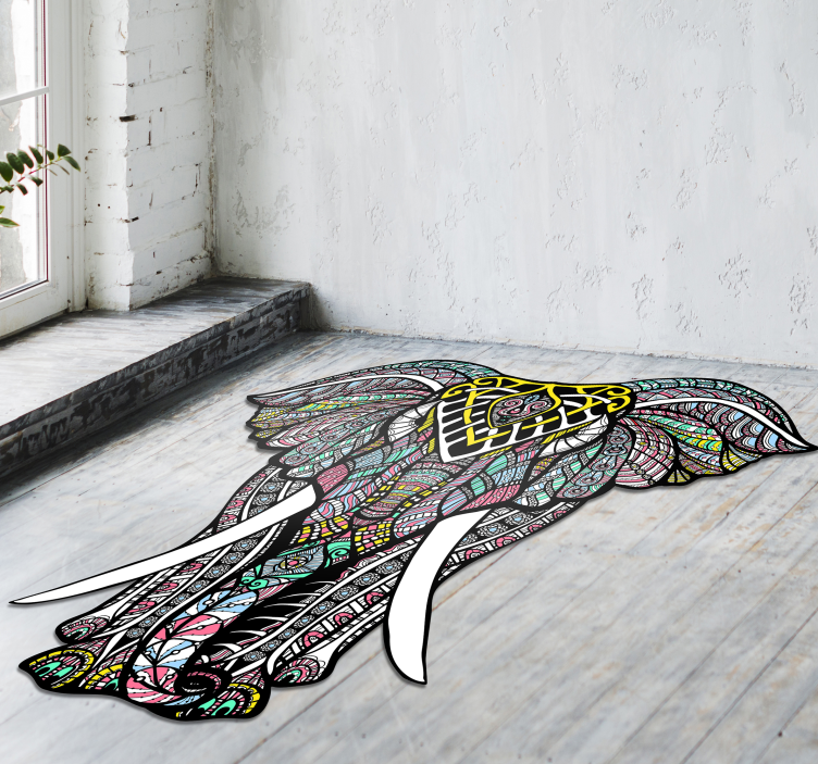 Vidunderligt elefant mandala vinyl tæppe - TenStickers