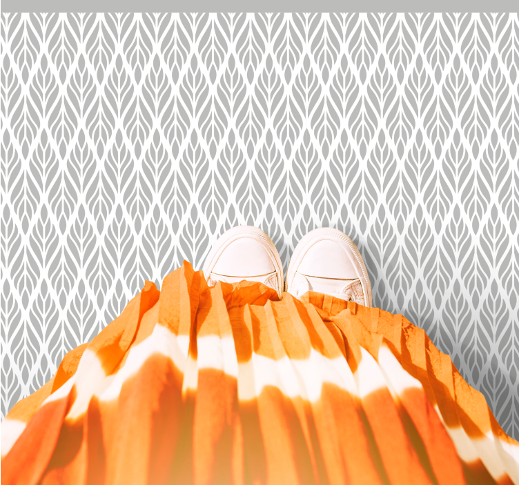 Gråt bladmønster moderne vinyl tæppe - TenStickers