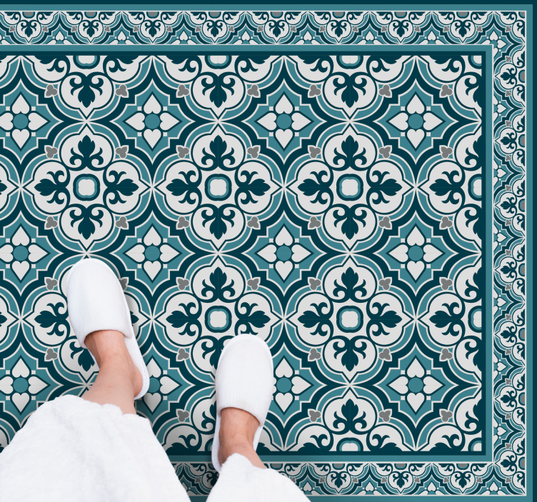 Elegant blåt motiv vinyl tæppe med fliseeffekt - TenStickers