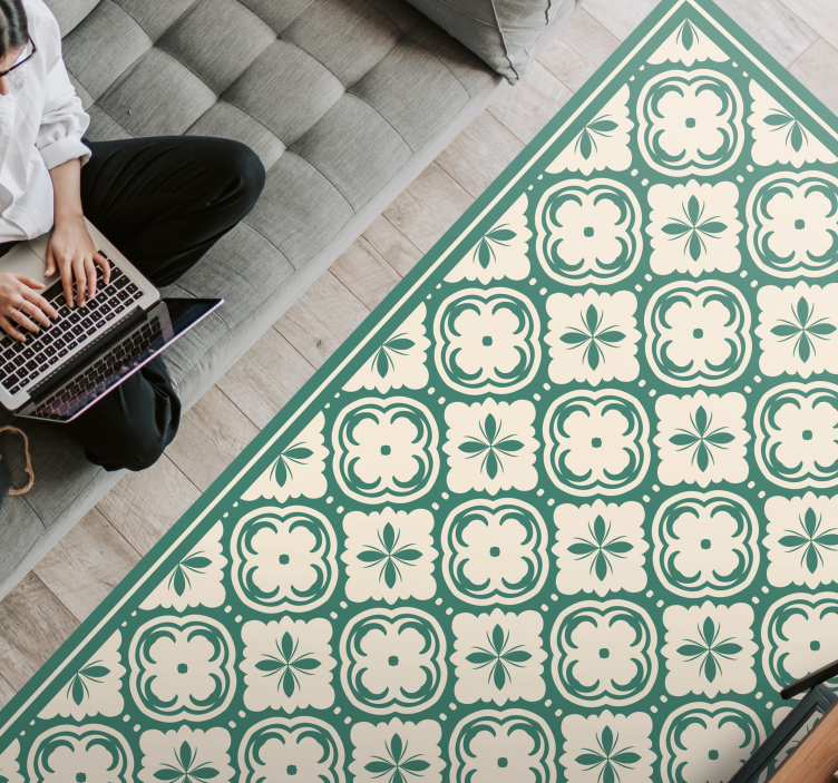 Elegant blomsterelement marmor vinyl tæppe - TenStickers