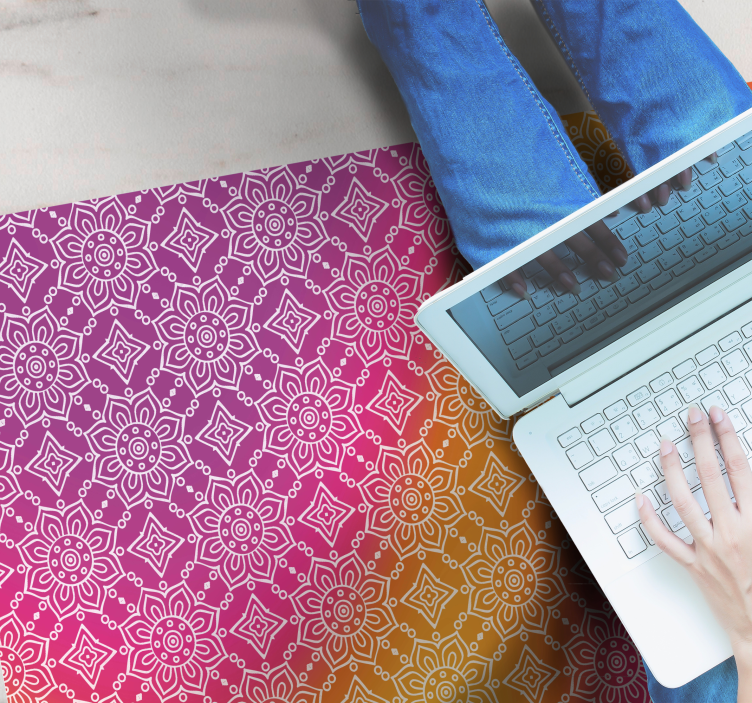 Elegant gradient mandala vinyl tæppe - TenStickers