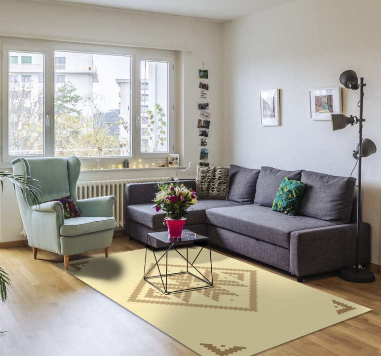 Elegant geometrisk kontrast vinyl tæppe til stuen - TenStickers