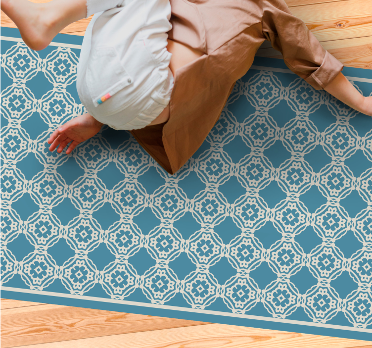 Elegant blå komposition mosaik vinyl tæppe - TenStickers