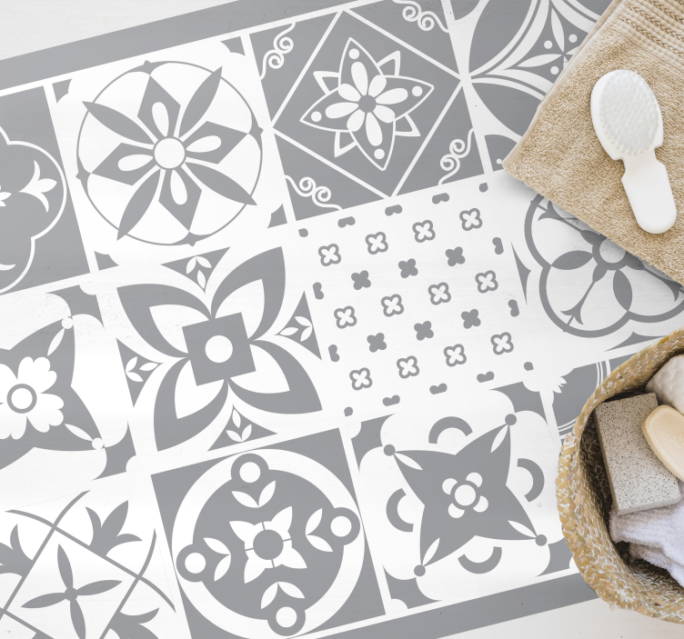 Grå elegant vinyl tæppe med fliseeffekt - TenStickers