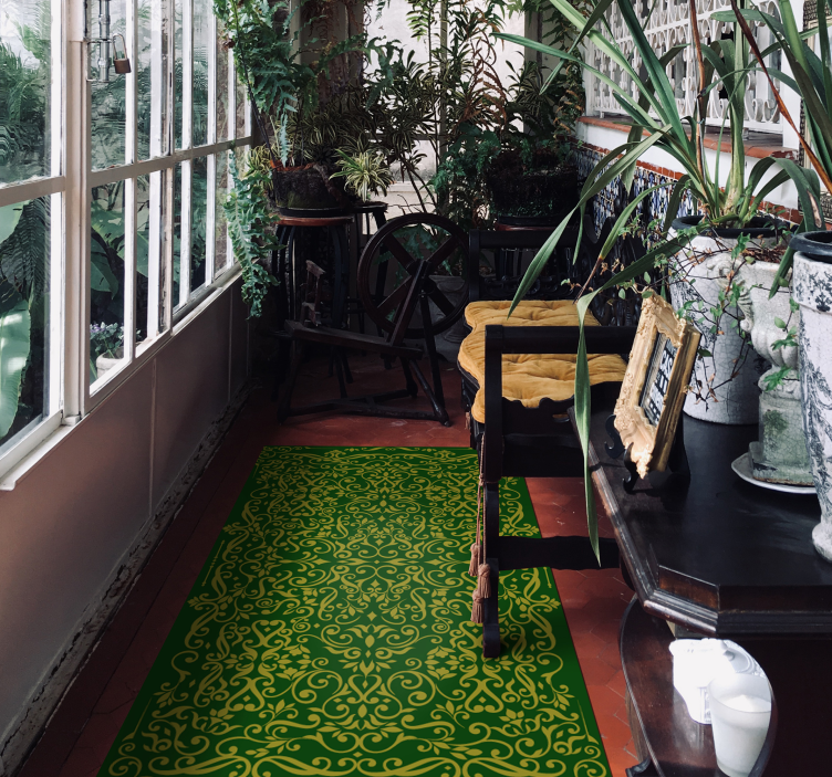 Elegante ornamenter grøn moderne tæppe - TenStickers