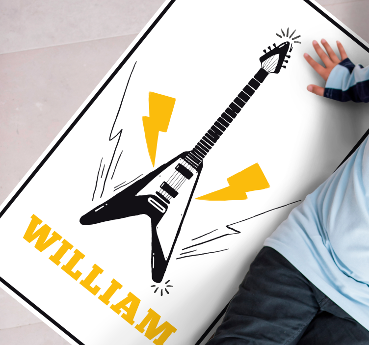 Elektrisk guitar kunst vinyl tæppe med navn - TenStickers