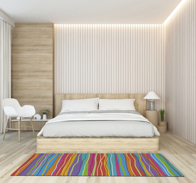 Fantastiske farvede striber moderne vinyl tæppe - TenStickers
