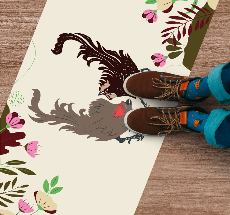 Duer blomstermotiv vinyltæpper med dyr - TenStickers