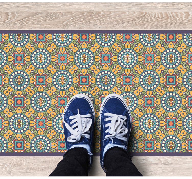 Farverig gul komposition mosaik vinyl tæppe - TenStickers