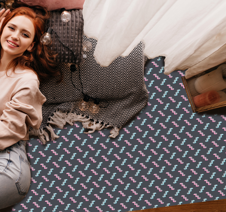 Farverige bølgede former vinyl tæppe - TenStickers