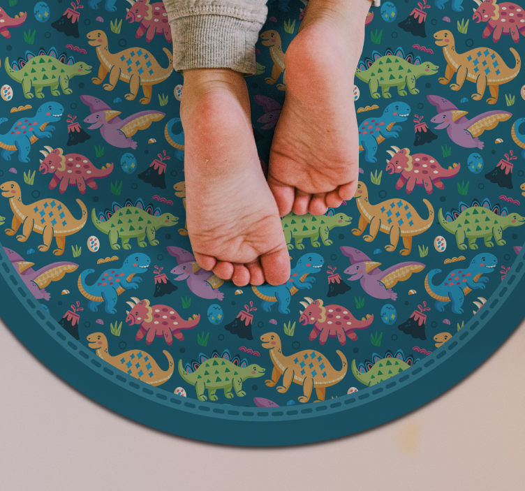 Farverige dinosaurer vinyltæppe - TenStickers