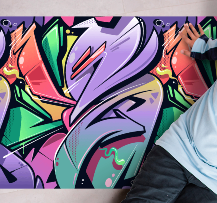 Farverige graffiti street art tekstur tæppe - TenStickers