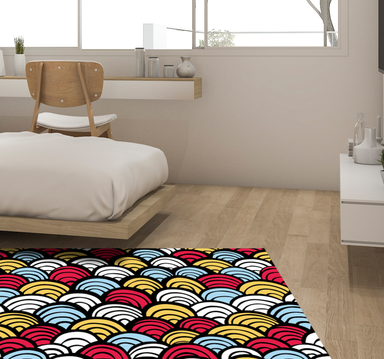 Farverige halvcirkler geometriske vinyl tæppe - TenStickers