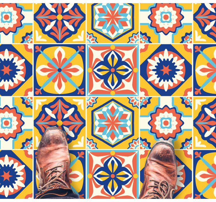 Farverigt mosaikmønster vinyl tæppe med fliseeffekt - TenStickers