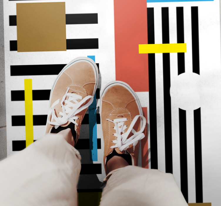 Farverige stribede mønstre moderne vinyl tæppe - TenStickers