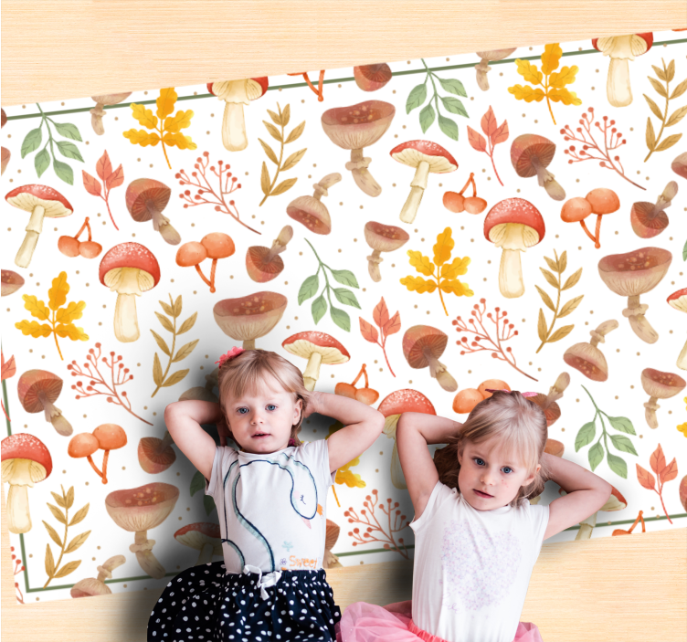 Farverige svampeelementer natur vinyl tæppe - TenStickers