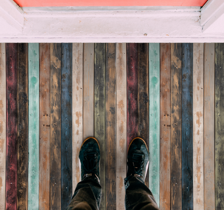 Farverige klassiske planker vinyl tæppe med træeffekt - TenStickers