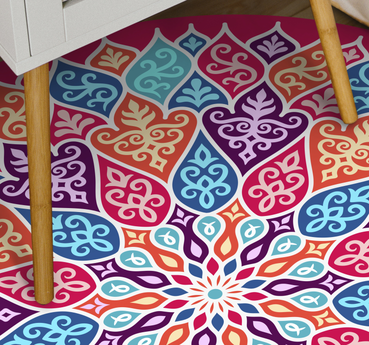 Farverigt mandala motiv mandala vinyl tæppe - TenStickers