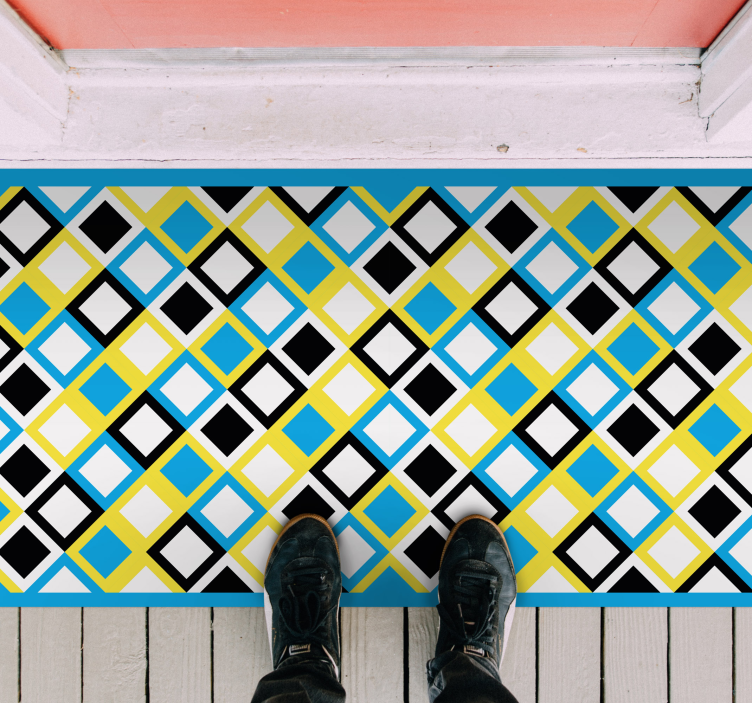 Farverigt mønster af firkanter geometrisk vinyltæppe - TenStickers