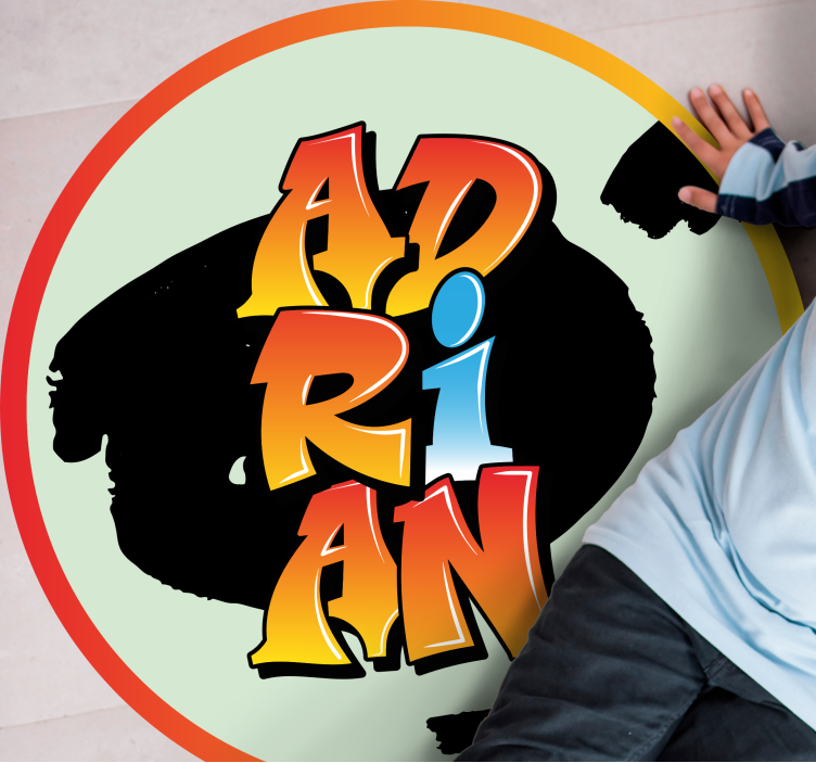 Farverigt navnedesign vinyl tæppe med navn - TenStickers