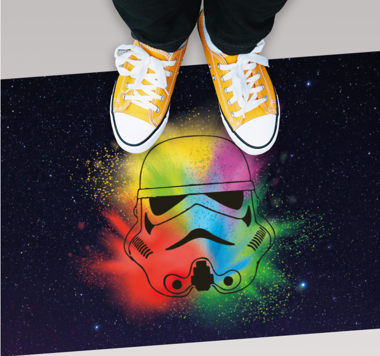 Farverigt stormtrooper-ansigt vinyl tæppe - TenStickers