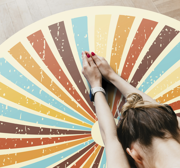 Retro strålende mønster vintage vinyl tæppe - TenStickers