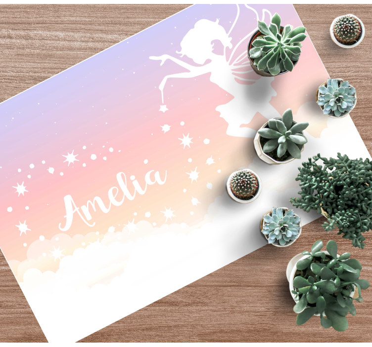 Brugerdefineret fe-sky vinyl tæppe med navn - TenStickers