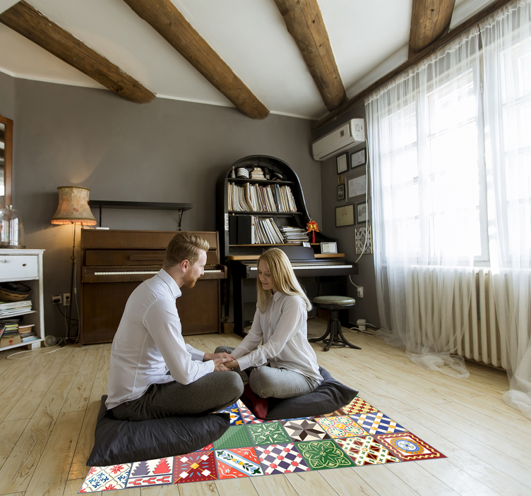 Originalt firkantet farverigt vinyltæppe - TenStickers