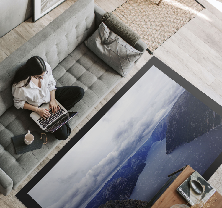 Fjordudsigt fra luften natur vinyl tæppe - TenStickers