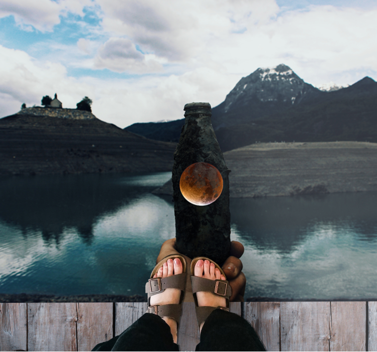 Flaske måneudsigt natur vinyl tæppe - TenStickers