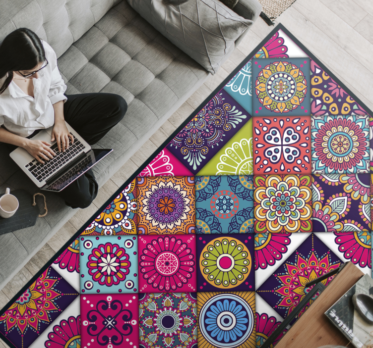 Smuk flisekomposition vinyl tæppe - TenStickers