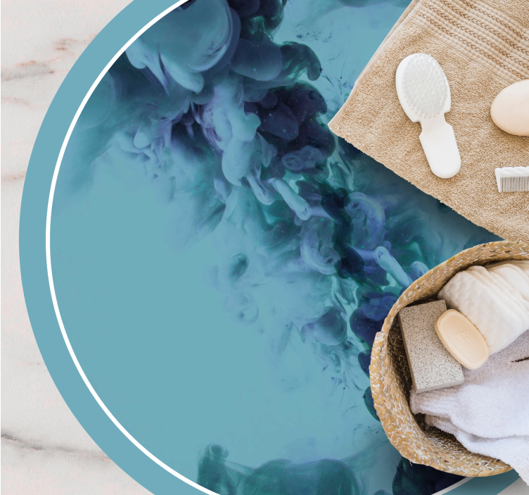 Flydende blågrønne bølger vinyl tæppe til badeværelset - TenStickers