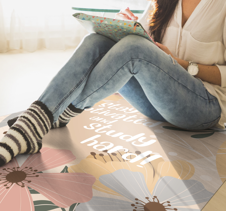 Forbliv motiveret og studér vinyl tæppe med sætninger - TenStickers