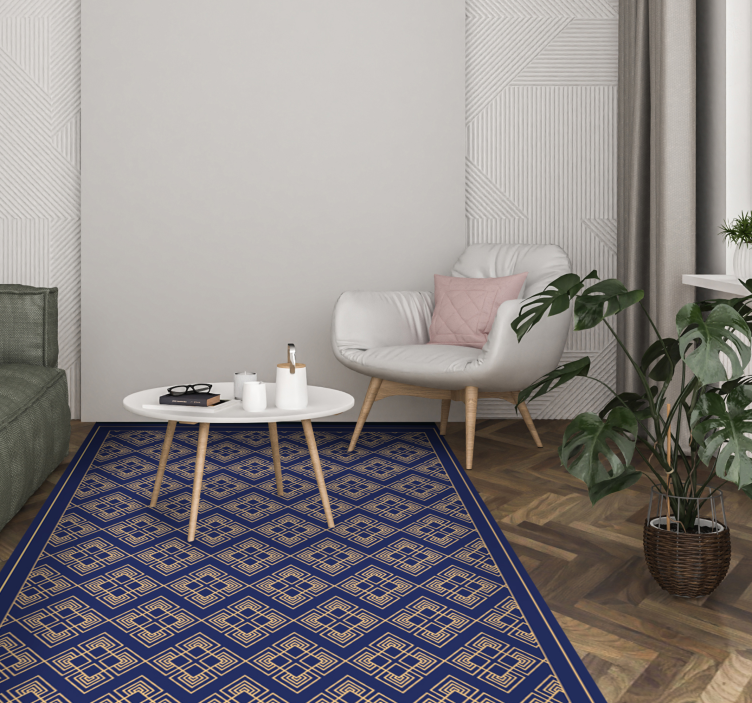 Gammeldags dekorative blå vintage tæppe - TenStickers