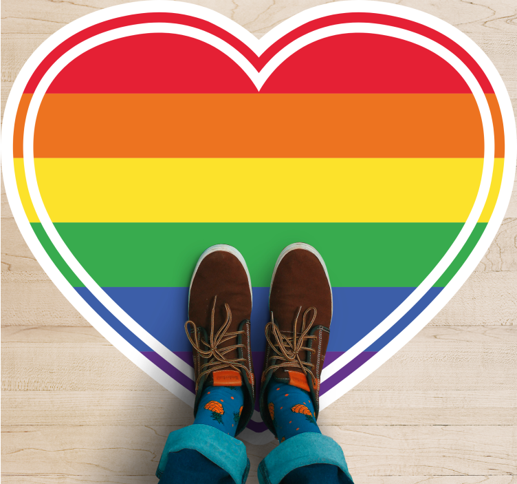 Gay pride fladt i hjerteformet soveværelsestæppe - TenStickers