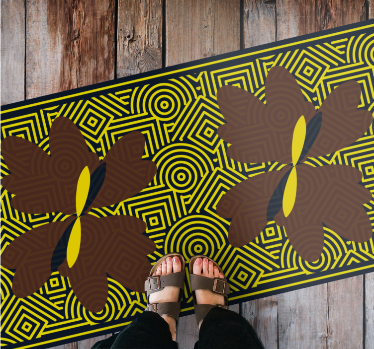 Geometrisk blomsterkontrast geometriske vinyl tæppe - TenStickers