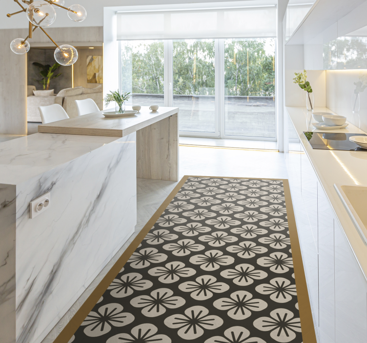 Geometrisk blomstermønster geometriske vinyl tæppe - TenStickers