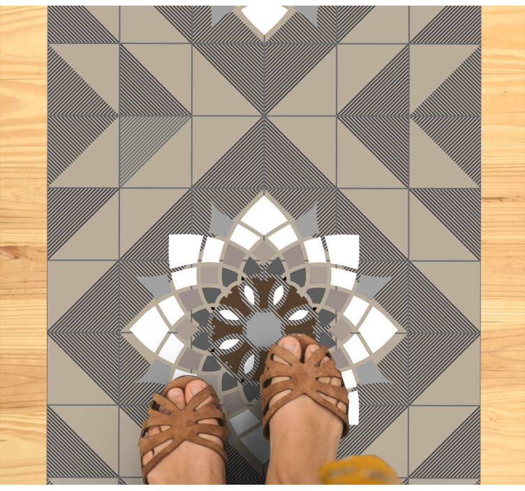 Geometrisk blomstermotiv mosaik vinyl tæppe - TenStickers