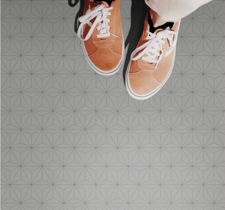 Geometrisk gråt motiv vinyl tæppe med fliseeffekt - TenStickers