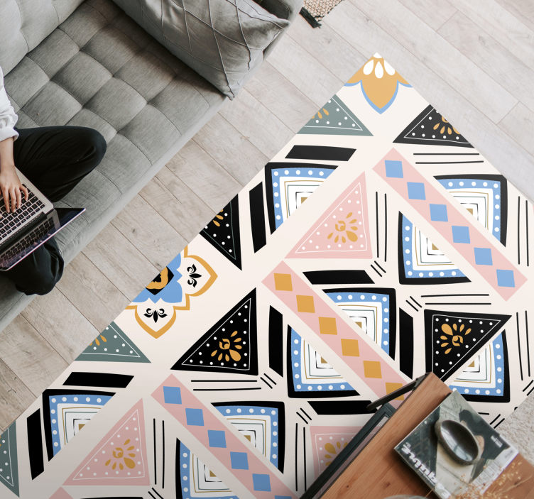 Geometrisk mønster gobelin geometriske vinyl tæppe - TenStickers