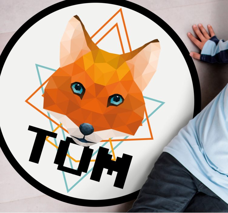 Geometrisk rævecirkel vinyl tæppe med navn - TenStickers