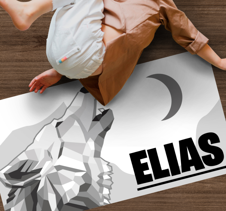 Geometrisk ulv vinyl tæppe med navn - TenStickers