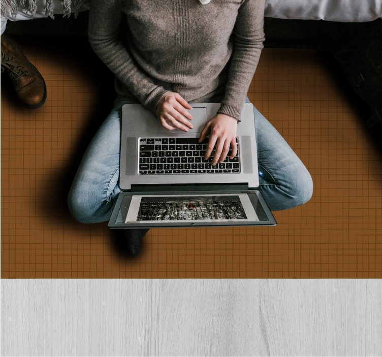 Gittermønsteroverflade brune vinyl tæppe - TenStickers