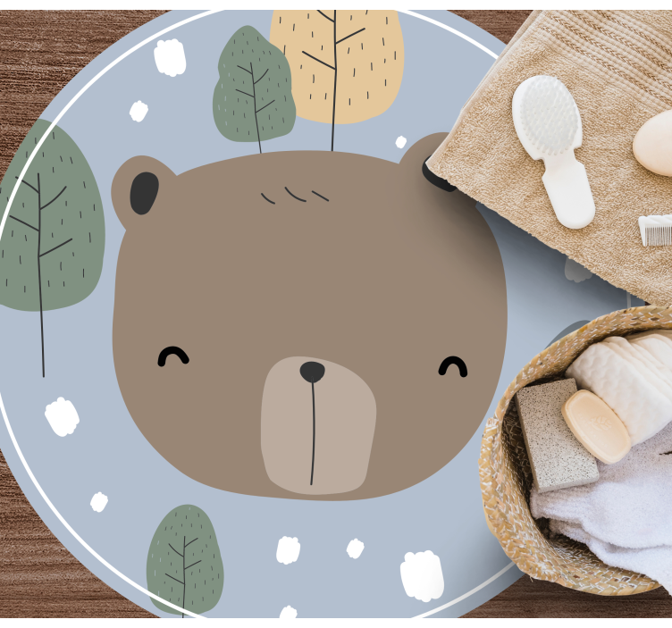 Glad bjørneansigt tæppe til børneværelse - TenStickers