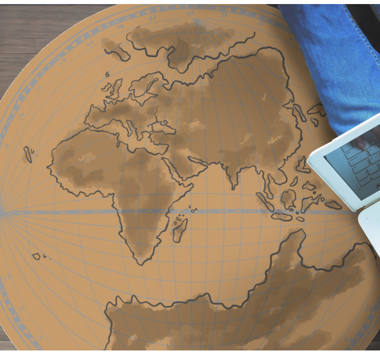 Global kortkontur verdenskort vinyl tæppe - TenStickers