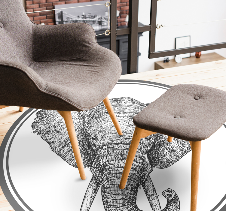 Grå elefant vinyltæppe med dyreprint - TenStickers