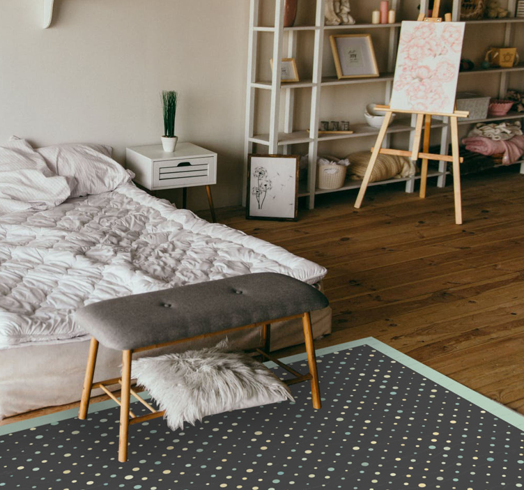 Grå og blå prikker geometriske vinyltæpper - TenStickers