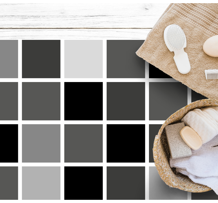 Grå og sort mønster fliser tæppe - TenStickers