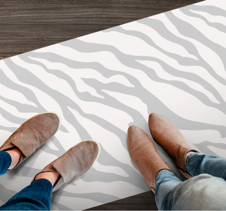 Grå zebrastriber vinyltæppe med dyreprint - TenStickers
